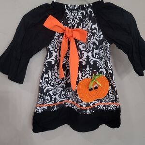 Kids Halloween Pumpkin Costume Dress - Black and Orange